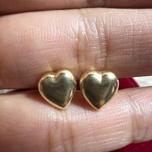 Solid 18k yellow gold heart studs size 8-9mm